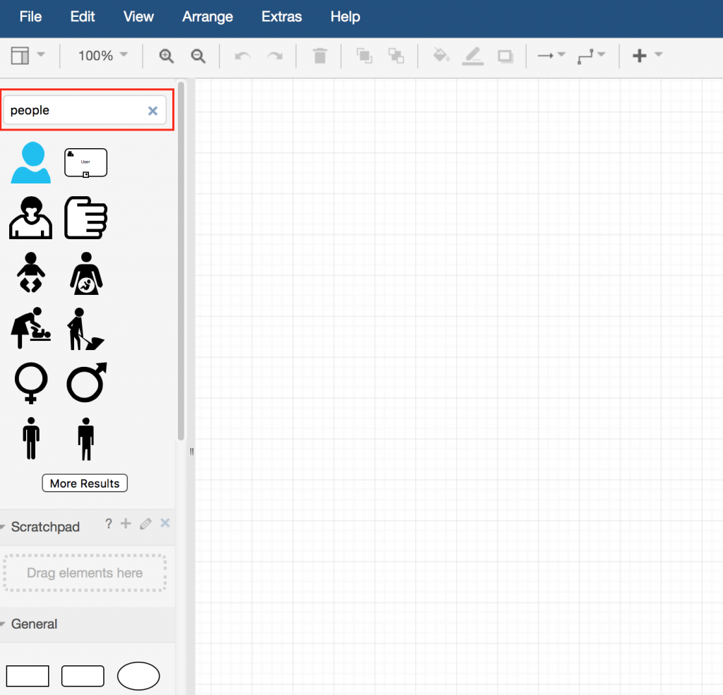 在draw.io中搜索信息图元素